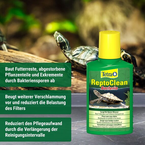 Tetra ReptoClean Wasseraufbereiter - sorgt für sauberes und gesundes Wasser in Aquaterrarien, 100 ml Flasche