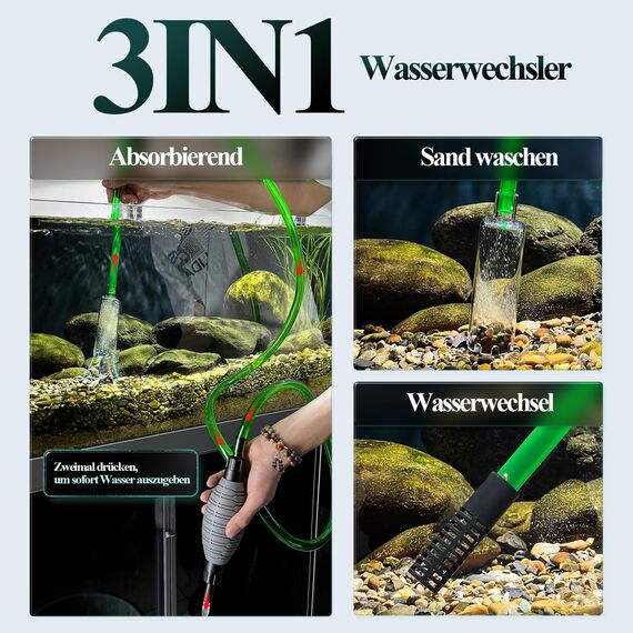 boxtech Aquarium Reiniger, Aquarium Wasserwechsel, Aquarium-Reinigung Sand Filter Fisch Tank Kiesfilter Einstellbare Durchflussregelung für Wasserwechsel (Packung mit 2)