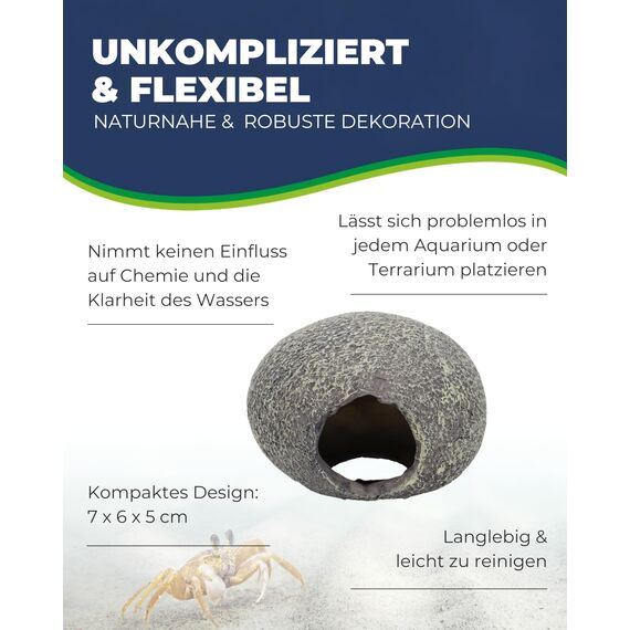 HOBBY Aquaristik Marble Cave 3 I 7 x 6 x 5 cm I Brut- und Versteckhöhle für Aquarien I Aquarium Dekoration I Deko Höhle für Zwergbuntbarsche, Welse und Garnelen I natürliches Aquariumzubehör