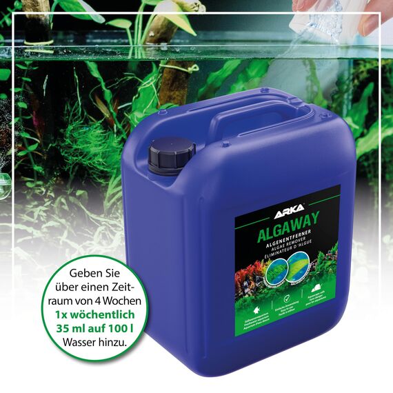 Algen Entferner Aquarium 5000 ml – gegen Faden-, Grün- & Punktalgen – kupferfrei & pflanzensicher – verhindert Neubildung – Vorratsgröße für klares Wasser – ARKA Algaway