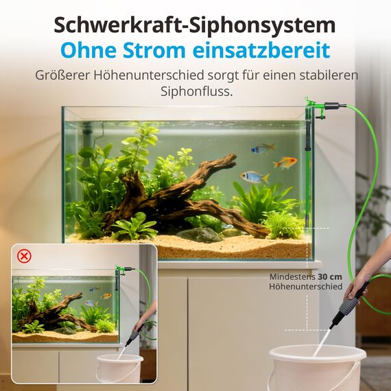 NICREW Aquarium Wasserwechsler, Kiesreiniger für Aquarium Wasserwechsel und Reinigung, Handbetriebener Sauger Bodenreiniger Aquarium Reiniger