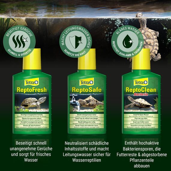Tetra ReptoClean Wasseraufbereiter - sorgt für sauberes und gesundes Wasser in Aquaterrarien, 100 ml Flasche
