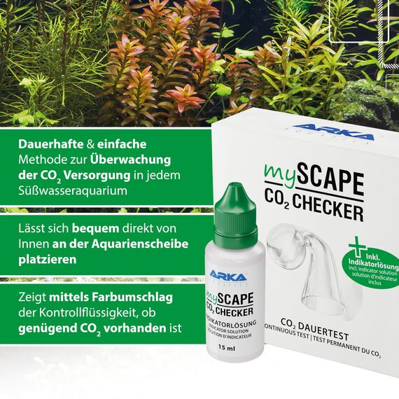 CO2 Dauertest Aquarium – Glas Dropchecker inkl. 15 ml Indikatorlösung – präzise CO2 Überwachung mit Farbanzeige für Aquascaping & Pflanzenaquarien – ARKA mySCAPE