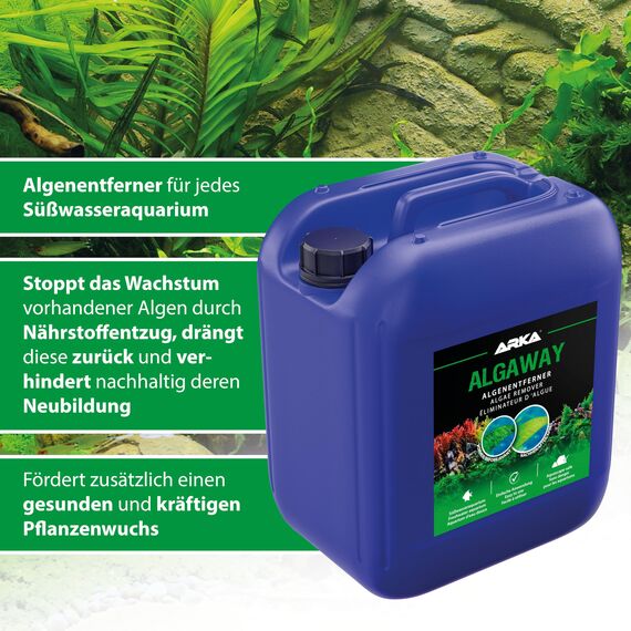 Algen Entferner Aquarium 5000 ml – gegen Faden-, Grün- & Punktalgen – kupferfrei & pflanzensicher – verhindert Neubildung – Vorratsgröße für klares Wasser – ARKA Algaway