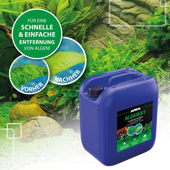 Algen Entferner Aquarium 5000 ml – gegen Faden-, Grün- & Punktalgen – kupferfrei & pflanzensicher – verhindert Neubildung – Vorratsgröße für klares Wasser – ARKA Algaway