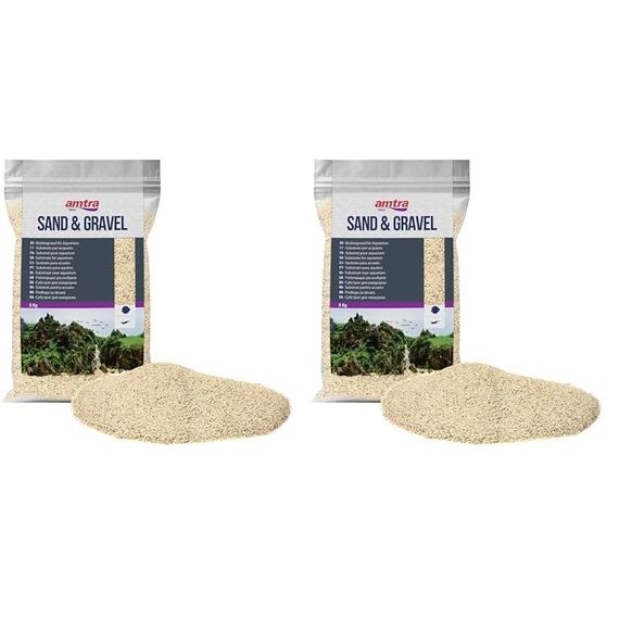 AMTRA White Quartz – Feiner weißer Quarz-Aquariumsand, für Süß- oder Salzwasser, 0,1–0,7 mm Körnung, Menge 5 kg (Packung mit 2)