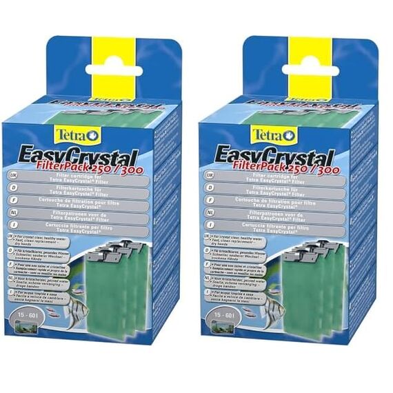 Tetra EasyCrystal Filter Pack 250/300, Filtermaterial für EasyCrystal Innenfilter, geeignet für Aquarien von 15-60 Liter, 3 Stück (Packung mit 2)