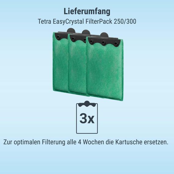 Tetra EasyCrystal Filter Pack 250/300, Filtermaterial für EasyCrystal Innenfilter, geeignet für Aquarien von 15-60 Liter, 3 Stück
