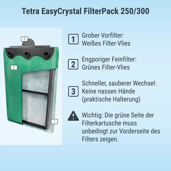 Tetra EasyCrystal Filter Pack 250/300, Filtermaterial für EasyCrystal Innenfilter, geeignet für Aquarien von 15-60 Liter, 3 Stück