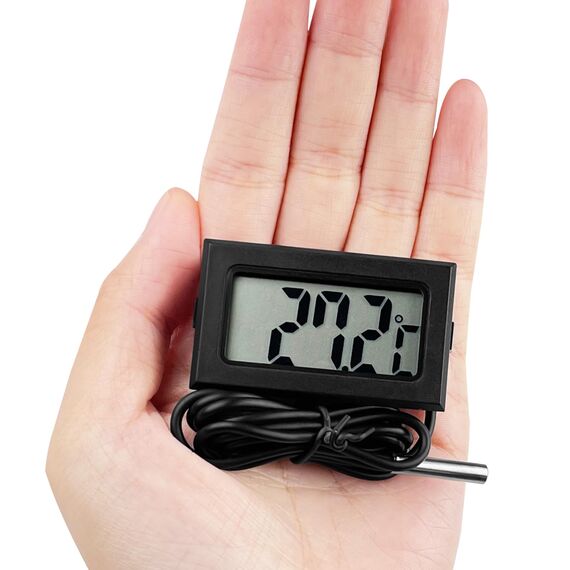 Gvolatee 5 Stück Aquarium Digital Thermometer mit Fühler, Temperatursensor Wasserdicht mit Kabel, LCD Thermometer Temperaturüberwachung mit Externer Sonde für Kühlschrank Gefrierschrank Aquarium