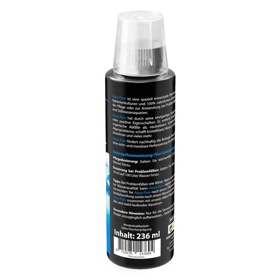 Aquarium Wasserklärer 236 ml – entfernt Trübungen sichtbar – für klares Wasser in Süß- & Meerwasseraquarien – biologisch mit Filterbakterien – pflanzensicher – ARKA Aqua-Pure