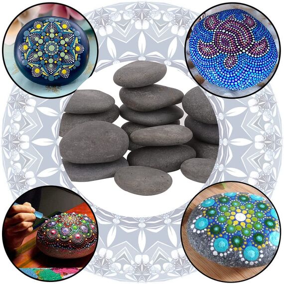 Hisredsun 9 Stück Flache Steine zum Bemalen, 5–8 cm Glatte Große Kieselsteine, Dekosteine Naturstein,Natürlicher Flussstein für Mandala Bemalen,Zen Garten,Blumentöpfen und Aquarien