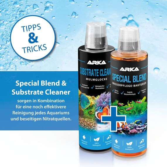 Mulmabbau Aquarium 236 ml – biologischer Bodengrundreiniger ohne Sauger – gegen Mulm, Futterreste & Schlamm – für Süß- & Meerwasser – ARKA Substrate Cleaner