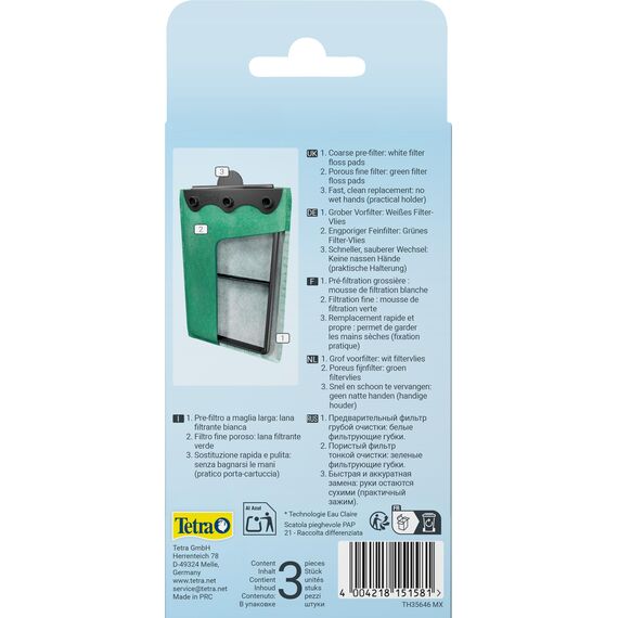 Tetra EasyCrystal Filter Pack 250/300, Filtermaterial für EasyCrystal Innenfilter, geeignet für Aquarien von 15-60 Liter, 3 Stück