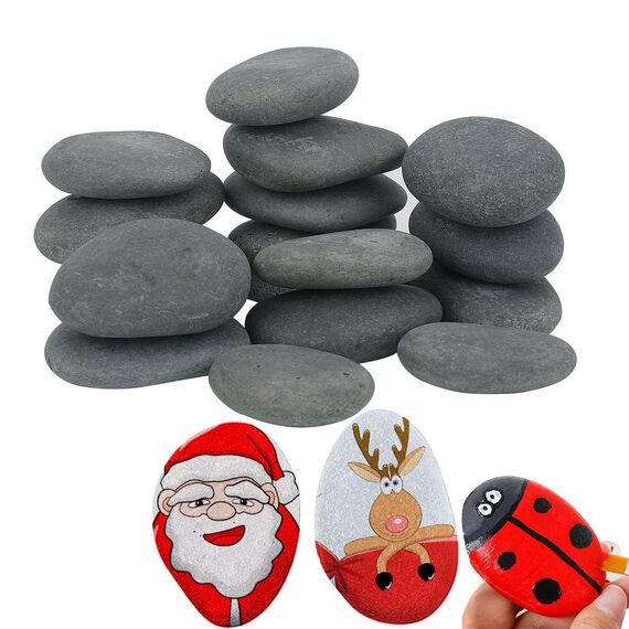 Hisredsun 9 Stück Flache Steine zum Bemalen, 5–8 cm Glatte Große Kieselsteine, Dekosteine Naturstein,Natürlicher Flussstein für Mandala Bemalen,Zen Garten,Blumentöpfen und Aquarien