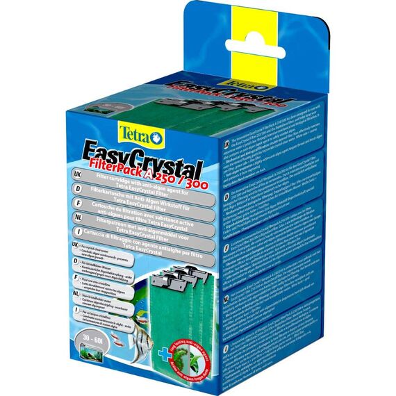 Tetra EasyCrystal Filter Pack A250/300, Filtermaterial mit AlgoStop Depot Anti-Algenwirkstoff, geeignet für Aquarien von 30 bis 60 Liter, 3 Stück, grau