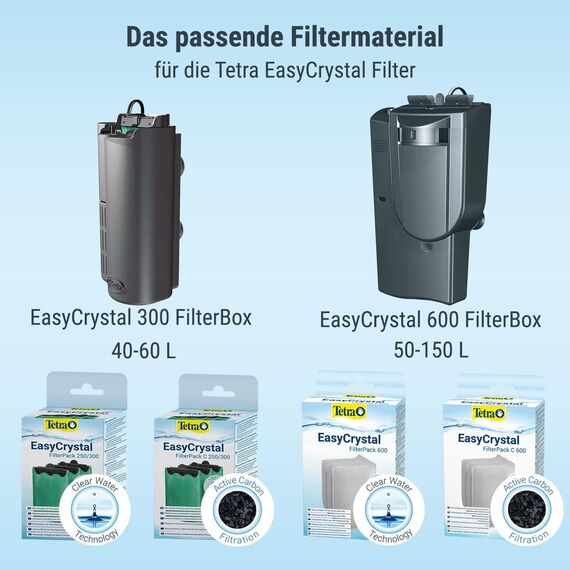 Tetra EasyCrystal Filter Pack 250/300, Filtermaterial für EasyCrystal Innenfilter, geeignet für Aquarien von 15-60 Liter, 3 Stück