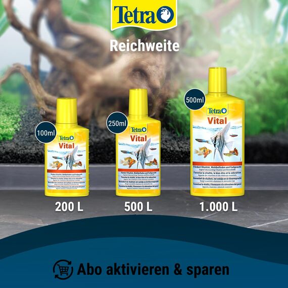 Tetra Vital - fördert Vitalität, Wohlbefinden und Farbpracht bei Fischen, ergänzt lebenswichtige Vitamine und Mineralstoffe, 100 ml Flasche