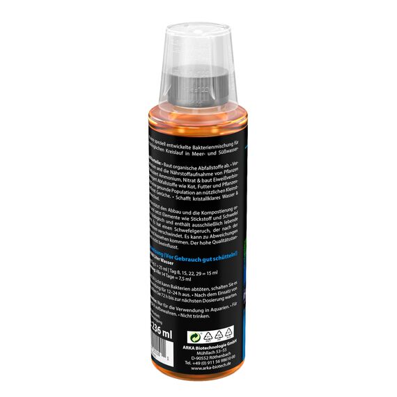Reinigungsbakterien Aquarium 236 ml – für klares Wasser, weniger Geruch und stabile Wasserwerte – biologische Bakterienmischung für Süß- & Meerwasser – ARKA Special Blend