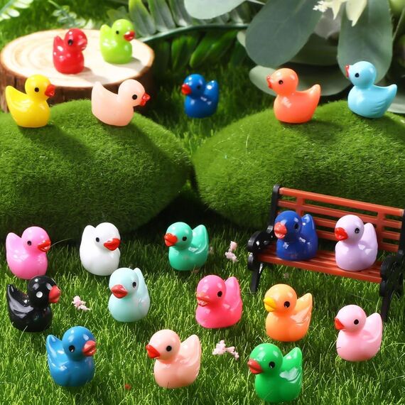XIMISHOP 200 Stück Mini Enten Harz, 20 Farben Miniatur Ducks Kleine Figuren Bunte Tiere Enten für Dekoration Aquarium Miniaturgarten Puppenhaus Handwerk Landschaftsgärten, Bonsai, Fischbecken