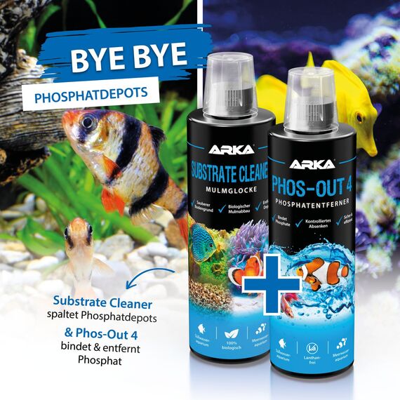Mulmabbau Aquarium 236 ml – biologischer Bodengrundreiniger ohne Sauger – gegen Mulm, Futterreste & Schlamm – für Süß- & Meerwasser – ARKA Substrate Cleaner