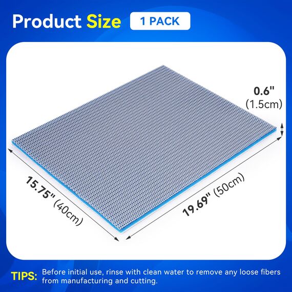 Borlech 8-lagiges, schnell wirkendes Aquarium-Filter-Pad, zuschneidbar, für Aquarium, Teich, Ölwanne, schnelles Polieren von Wasser in Stunden (50 x 40 x 1,5 cm)