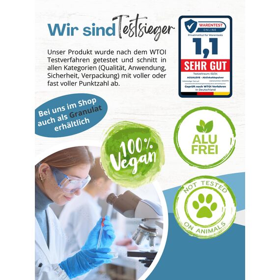 AGUALEVE® Premium Aktivkohle Pulver 200g aus Kokosnussschalen - die Nr. 1 - lässt sich perfekt verarbeiten, in Bad, Küche und Garten - 100% natürlich, frei von chemischen Zusätzen, vegan