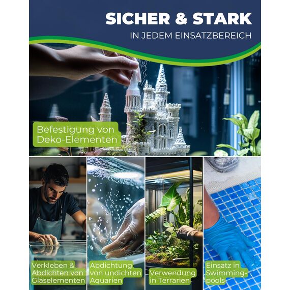 HOBBY Aquaristik Silikonkleber I 310 ml Kartusche I hochelastischer Silikon für Aquarien I alterungs- & witterungsbeständiger Aquarien-Silikon I Aquarienkleber UV- & temperaturresistent I transparent