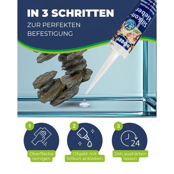 HOBBY Aquaristik Silikonkleber I 310 ml Kartusche I hochelastischer Silikon für Aquarien I alterungs- & witterungsbeständiger Aquarien-Silikon I Aquarienkleber UV- & temperaturresistent I transparent