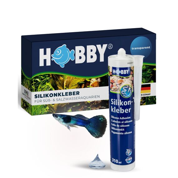 HOBBY Aquaristik Silikonkleber I 310 ml Kartusche I hochelastischer Silikon für Aquarien I alterungs- & witterungsbeständiger Aquarien-Silikon I Aquarienkleber UV- & temperaturresistent I transparent