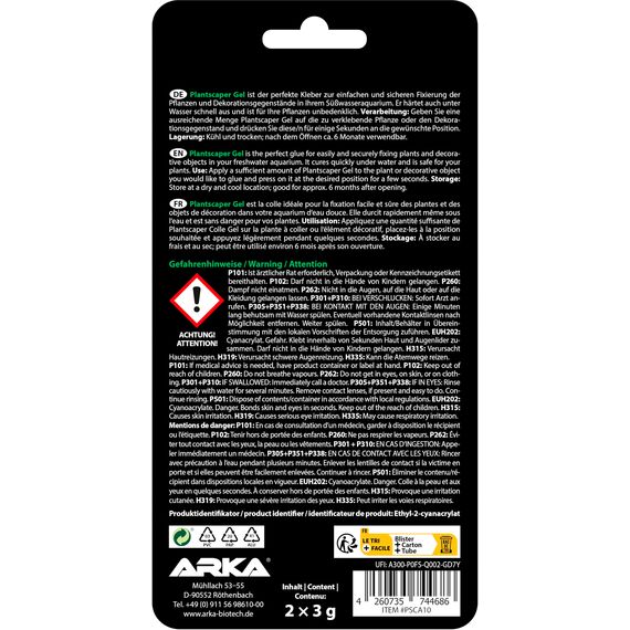 Pflanzenkleber Aquarium 2 x 3 g Gel – für Moos, Pflanzen & Deko auf Wurzeln und Steinen – tropffrei, präzise und sicher für Aquascaping, Nano-Becken & Süßwasser – ARKA Plantscaper
