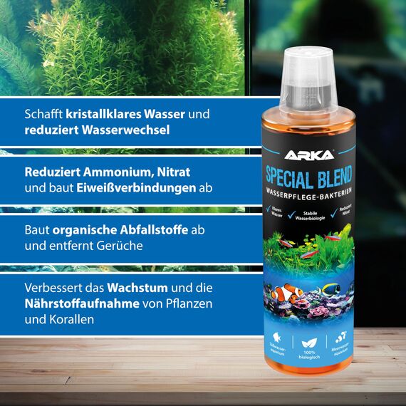 Reinigungsbakterien Aquarium 236 ml – für klares Wasser, weniger Geruch und stabile Wasserwerte – biologische Bakterienmischung für Süß- & Meerwasser – ARKA Special Blend