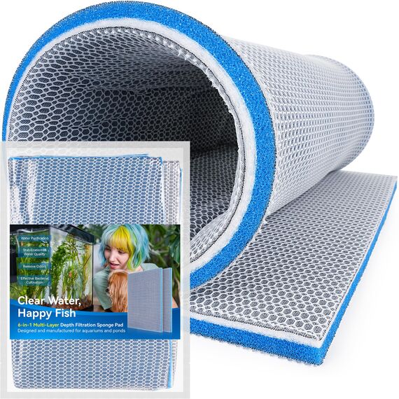 Aquarium-Filtermedien-Schwamm-Pad, mehrschichtige Schaumstoff-Filterwatte für Aquarium-Filterzubehör (60 x 40 x 1,5 cm, 1 Stück)