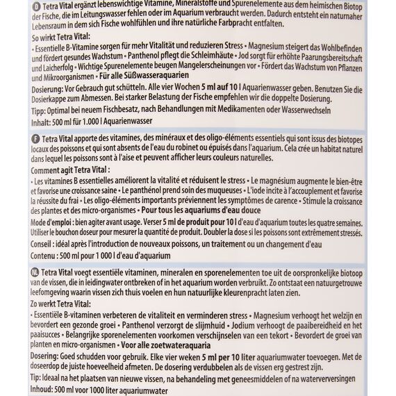 Tetra Vital - fördert Vitalität, Wohlbefinden und Farbpracht bei Fischen, ergänzt lebenswichtige Vitamine und Mineralstoffe, 500 ml Flasche (Packung mit 2)