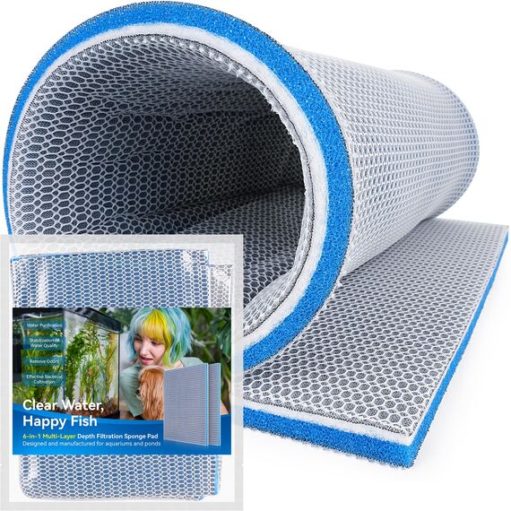 Borlech 8-lagiges, schnell wirkendes Aquarium-Filter-Pad, zuschneidbar, für Aquarium, Teich, Ölwanne, schnelles Polieren von Wasser in Stunden (50 x 40 x 1,5 cm)