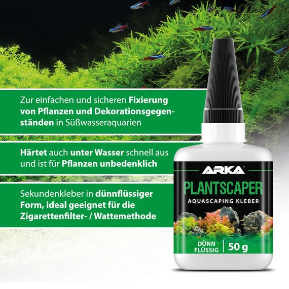 Ultra flüssiger Pflanzenkleber 50 g – für Mikrorisse, feinste Spalten, Moose & Wurzelnetze im Aquarium – extrem kapillaraktiv, schnell haftend und ideal für Aquascaping – ARKA Plantscaper