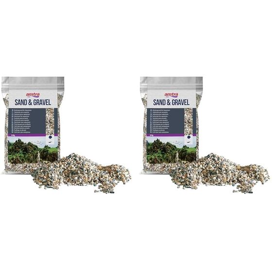 Amtra Polychrome - Naturkies für Aquarien, Dekoboden, Sand und Weißkies, Körnung 3-4 mm, 5 KG (Packung mit 2)
