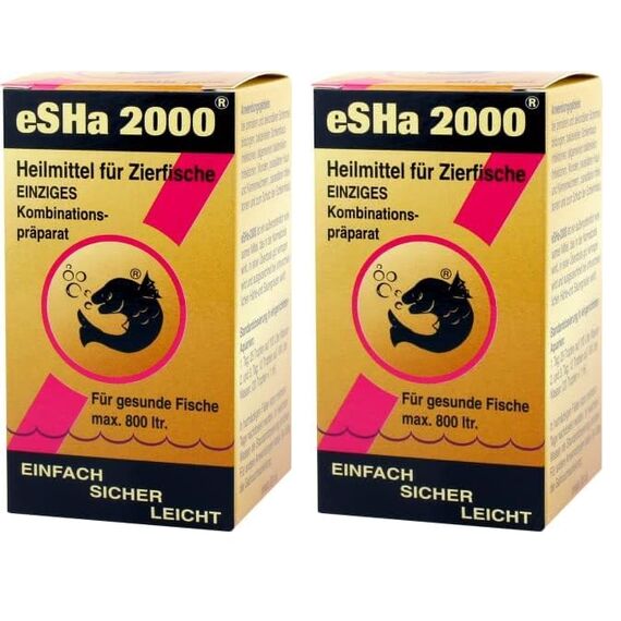 Esha 2000 – Breitbandheilmittel gegen Verpilzungen, Flossenfäule und bakterielle Krankheiten - 20 ml (Packung mit 2)