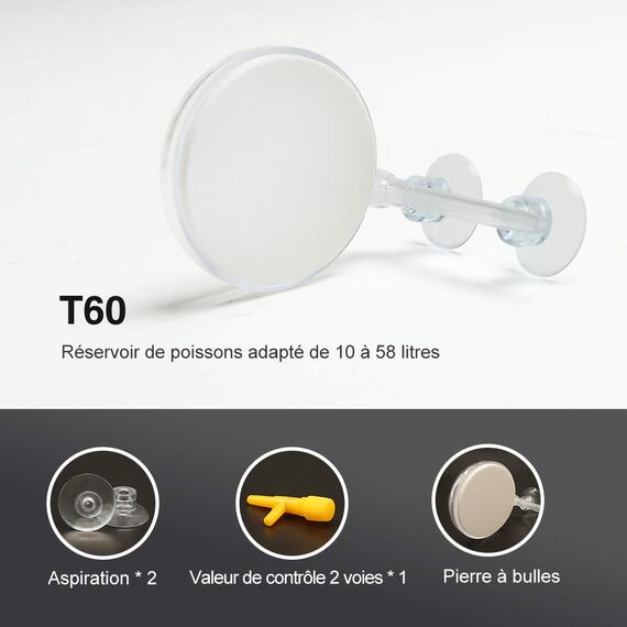 boxtech Luftstein Nano Bubble Stone Kit mit Steuerventil - Leise Super-High Diffusor für gelösten Sauerstoff - Lässt Super Tiny Bubbles für Aquarium und Hydroponic (60mm)