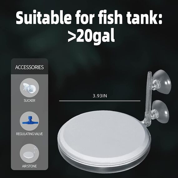 boxtech Aquarium Nano Bubble Stone Kit mit Steuerventil, Leise Super-High CO2 Diffusor für gelösten Sauerstoff, Lässt Super Tiny Bubbles für Aquarium und Hydroponic (100mm)