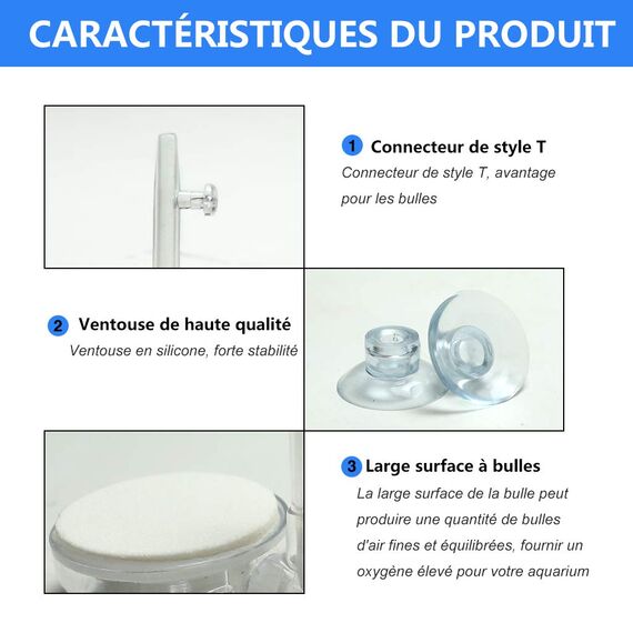 boxtech Luftstein Nano Bubble Stone Kit mit Steuerventil - Leise Super-High Diffusor für gelösten Sauerstoff - Lässt Super Tiny Bubbles für Aquarium und Hydroponic (60mm) (Packung mit 2)