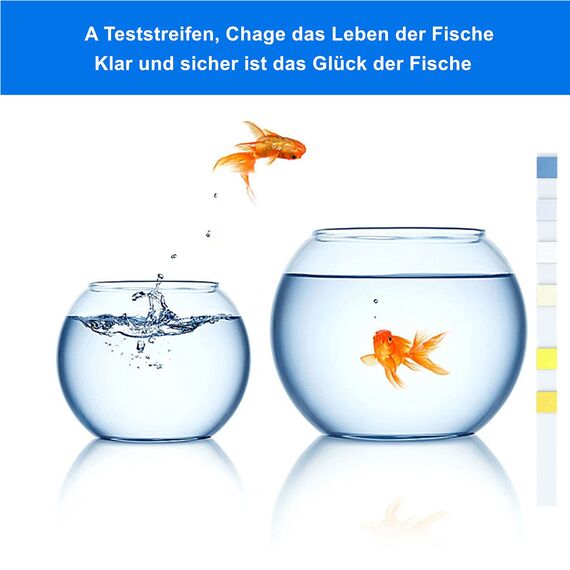 6 in 1 Aquarium Teststreifen, 100 Streifen Aquarium Test Kit zum Testen von PH Nitrit Nitrat Chlor Allgemein Karbonathärte, genaue Salzwasser, Süßwasser Aquarium Wasserprüfung