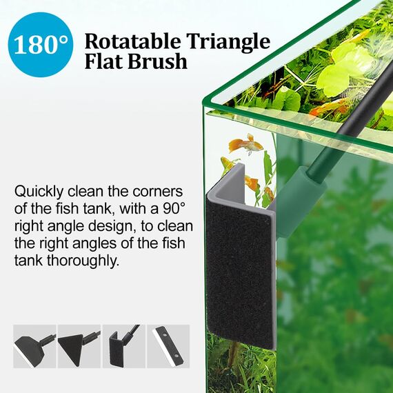 3 in 1 Aquarium Reinigungswerkzeuge, Algenschaber Aquariumschaber, Aquarium Algen Rasiermesser Schaber,14 Zoll Aquarien Reinigung Werkzeug mit Abnehmbarer Stange,Edelstahl Klingen für Glas Fischbecken