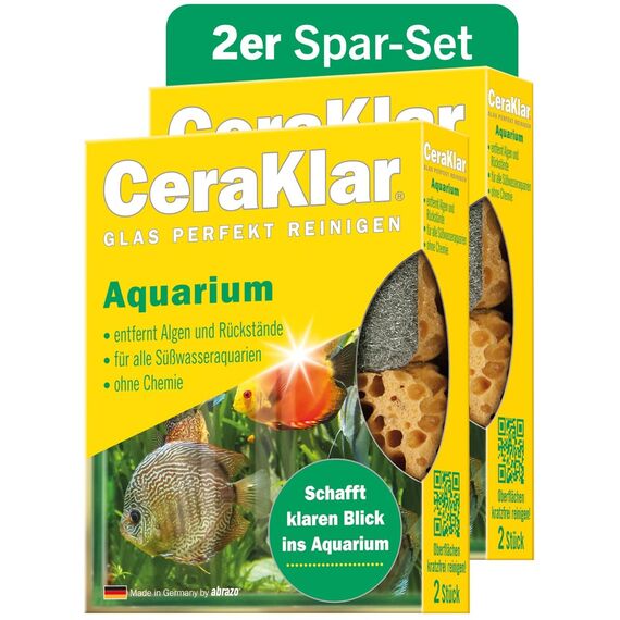 abrazo CeraKlar Aquarium Scheibenreiniger - 4 Scheibenreiniger Aquarium Glasreiniger, 2x2 Stk. - kratzfreier Algenentferner für Süßwasseraquarien