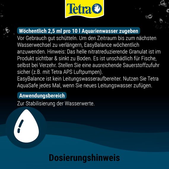 Tetra EasyBalance - Langzeitpflege für biologisch gesundes Aquariumwasser und eine reduzierte Anzahl der Wasserwechsel, 250 ml Flasche
