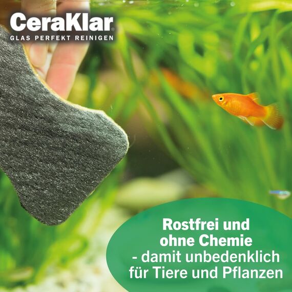 abrazo CeraKlar Aquarium Scheibenreiniger - 4 Scheibenreiniger Aquarium Glasreiniger, 2x2 Stk. - kratzfreier Algenentferner für Süßwasseraquarien