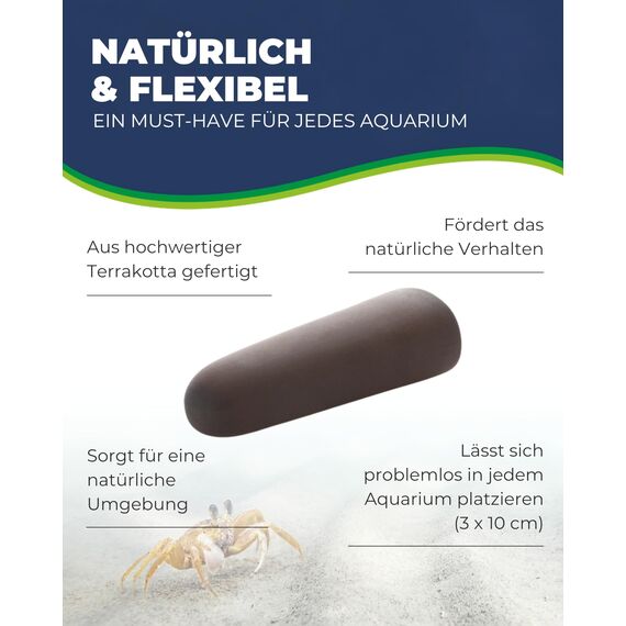 HOBBY Aquaristik Catfish Cave S I 3 x 10 cm I Brut- und Versteckhöhle aus gebranntem Ton für Welse I Aquarium Dekoration I Deko Höhle für Welse, Krebse und Garnelen I natürliches Aquariumzubehör
