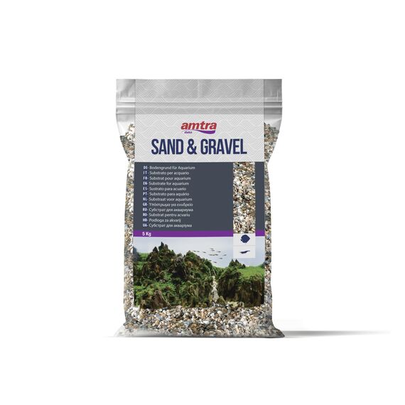 Amtra Polychrome - Naturkies für Aquarien, Dekoboden, Sand und Weißkies, Körnung 3-4 mm, 5 KG (Packung mit 2)