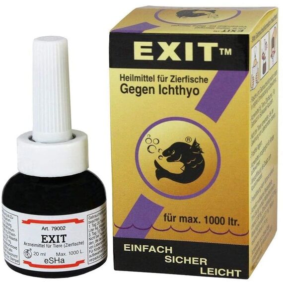 ESHA EXIT gegen Ichthyo 20ml für 1000 Liter Heilmittel für max. 1000 Liter Pünktchenkrankheit Ichthyophthirius Oodinium