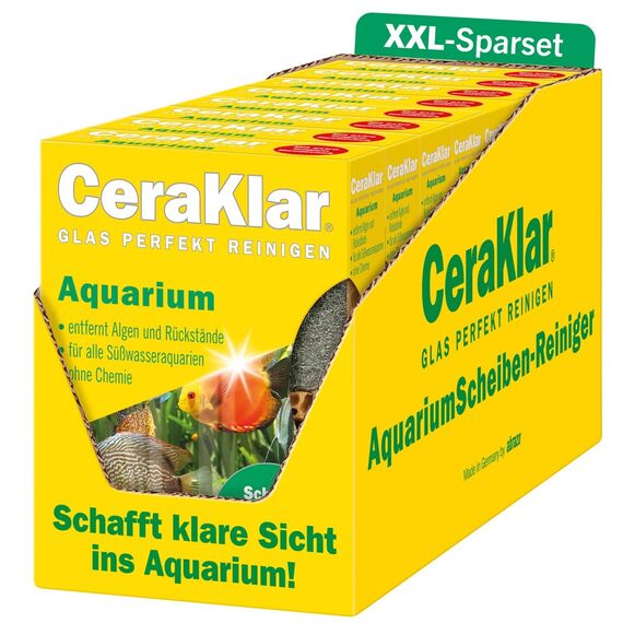 abrazo CeraKlar Aquarium Scheibenreiniger - 16 Scheibenreiniger Aquarium Glasreiniger, 8x2 Stk. - kratzfreier Algenentferner für Süßwasseraquarien